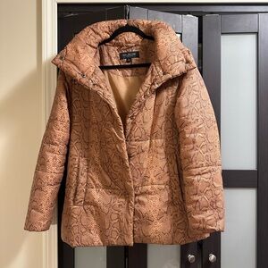 Women's Brown Snake Print Puffer Jacket
